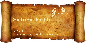 Geringer Martin névjegykártya